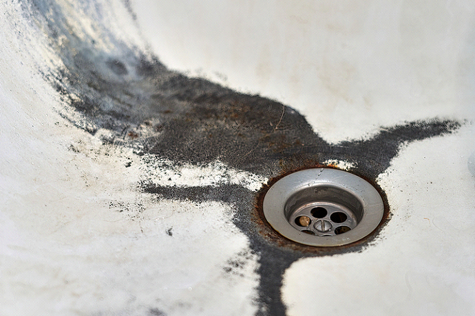 black sludge in kitchen sink drain pipe