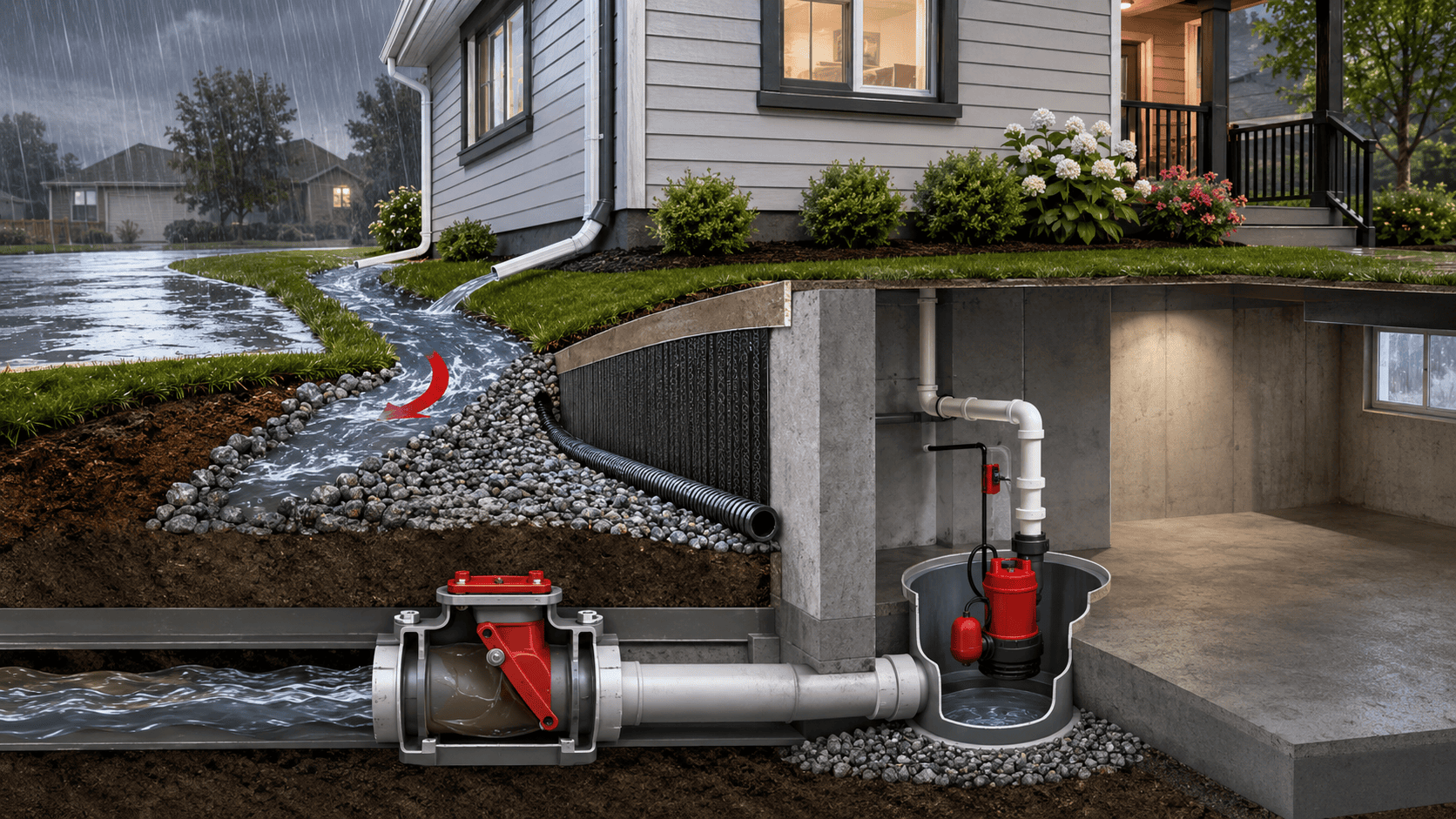 back water valve installation example